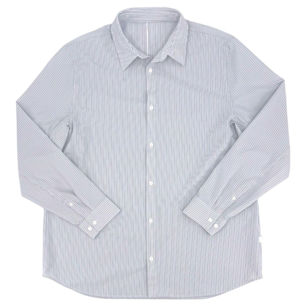 Lululemon Men's New Venture Striped Classic Fit Long Sleeve Shirt Gray XXL
